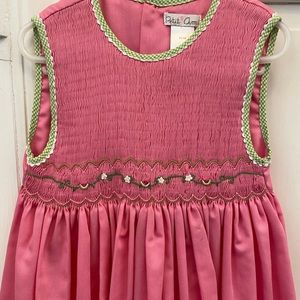 Petit Ami pink and green smocked flower dress. Perfect. Adorable. Size 5.